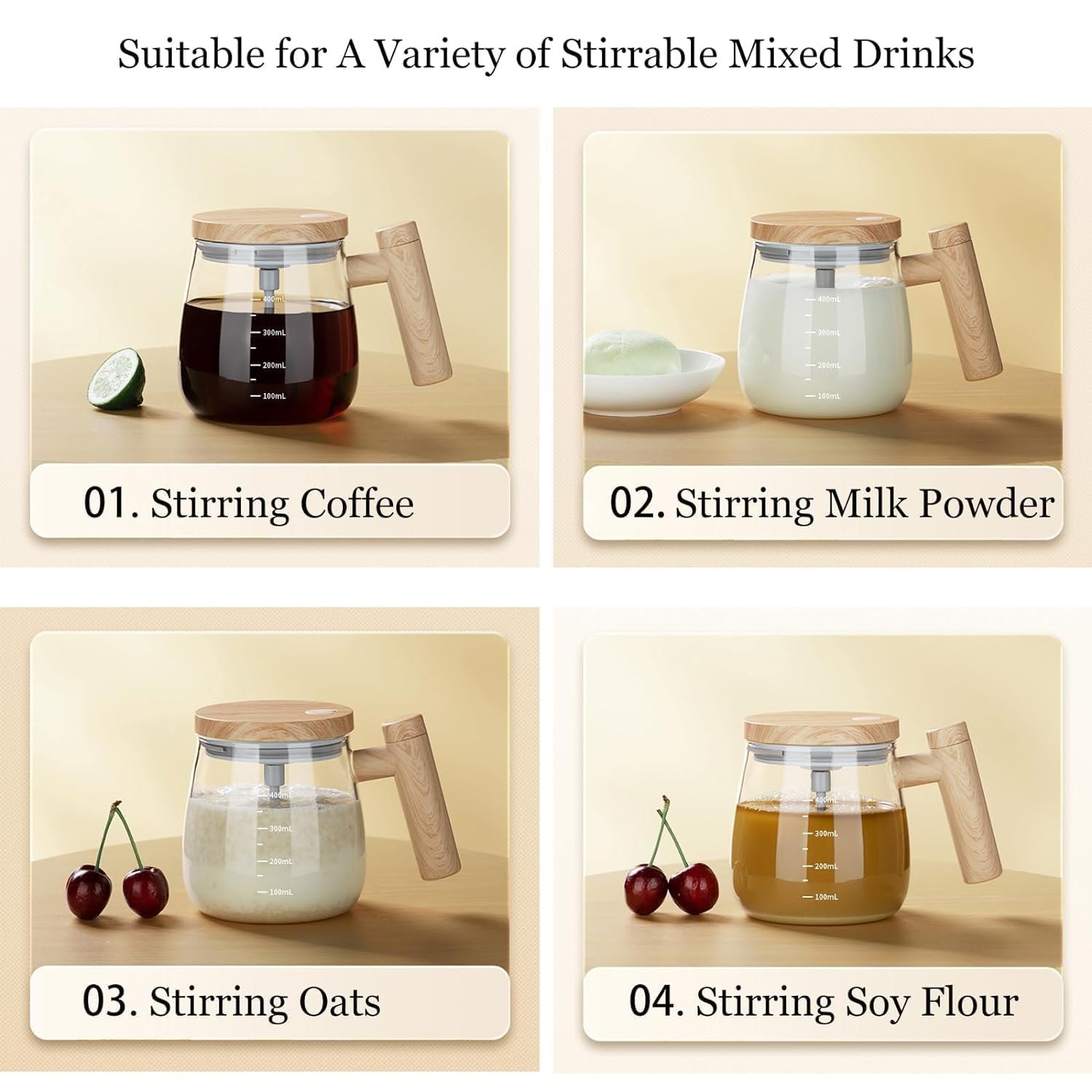 Self Stirring Glass Coffee Mug