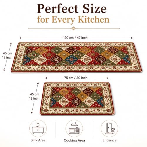 Premium 2-Piece Kitchen Floor Mat Set | Anti-Slip Washable Kitchen Runner Rug