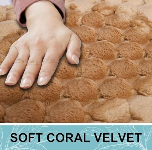Bathroom Mat | Anti Slip, Anti Skid Mat for Bathroom Floor | Soft, Washable, Water Absorbent, Quick Dry, Non Slippery Bath Rug Large Size (60x40 cm) (Check Brown)