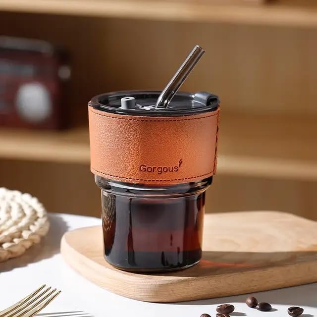 LEATHER MUG 400ML BLACK HEAVY LID SMALL  21295