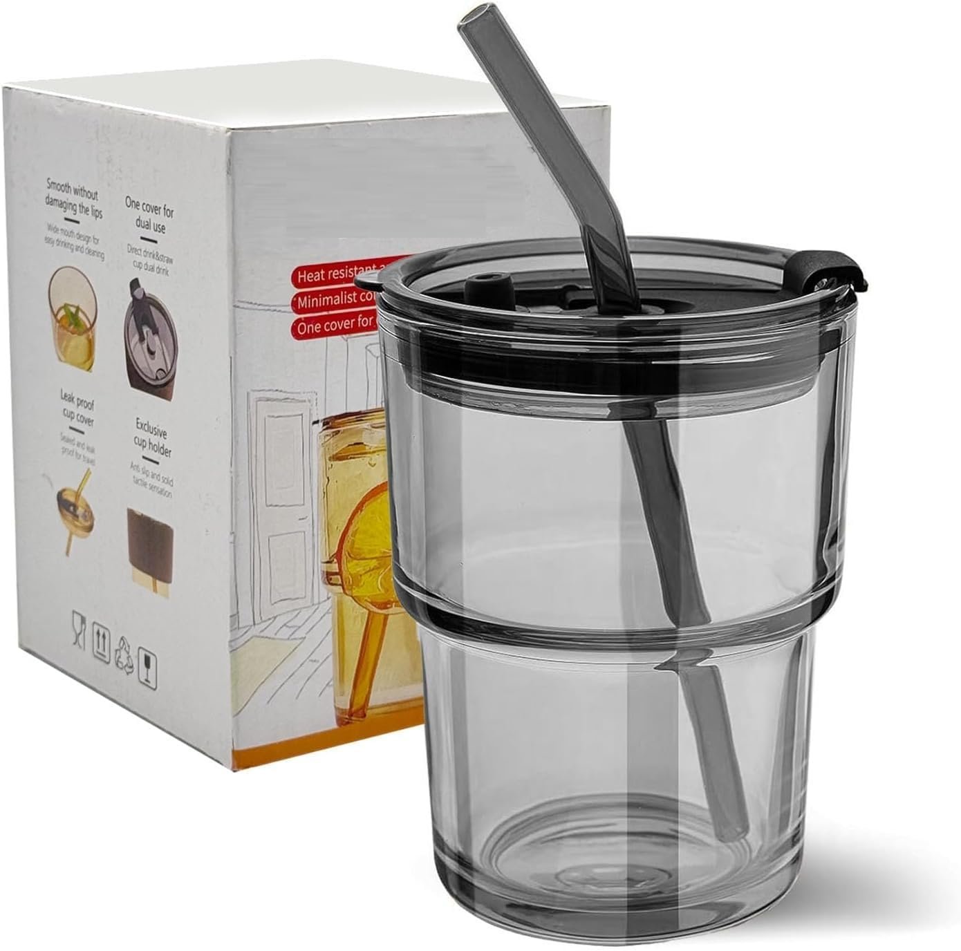 LEATHER MUG 400ML BLACK HEAVY LID SMALL  21295