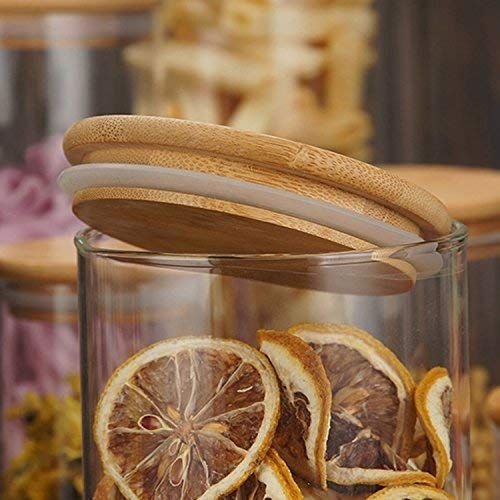 WOODEN LID JAR ROUND  1050ML (pack of 2)