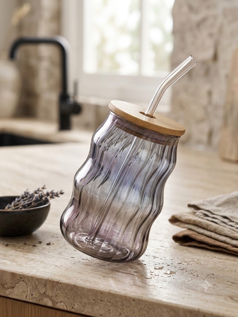 SLPPER TUMBLER WOODEN LID BLACK GOLD 510 ML