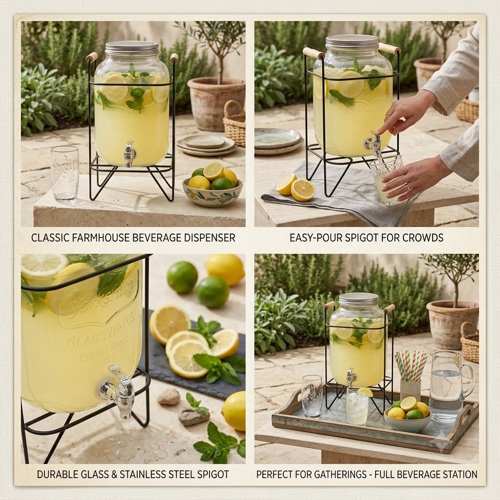 BEVAREGE JAR WITH CORK LID DISPENCER 5LTR   23225