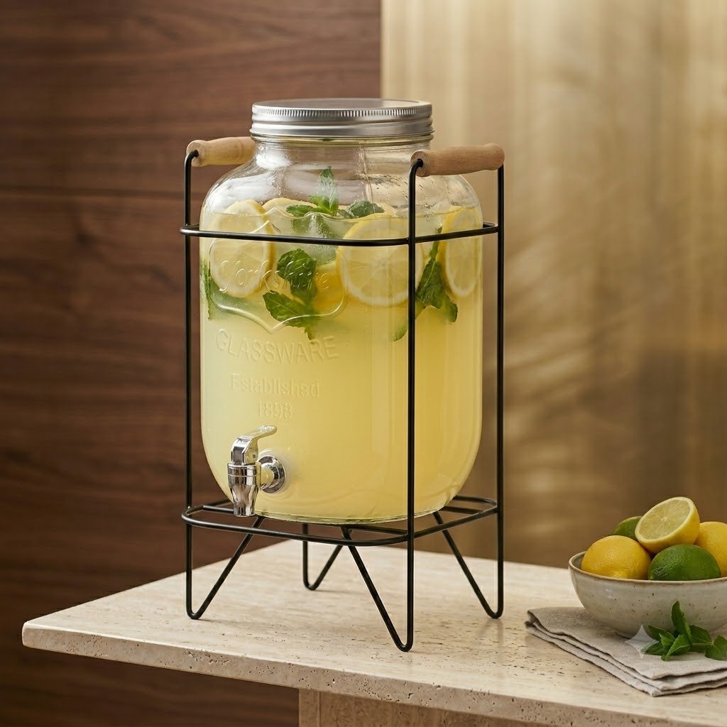 BEVAREGE JAR WITH CORK LID DISPENCER 5LTR   23225