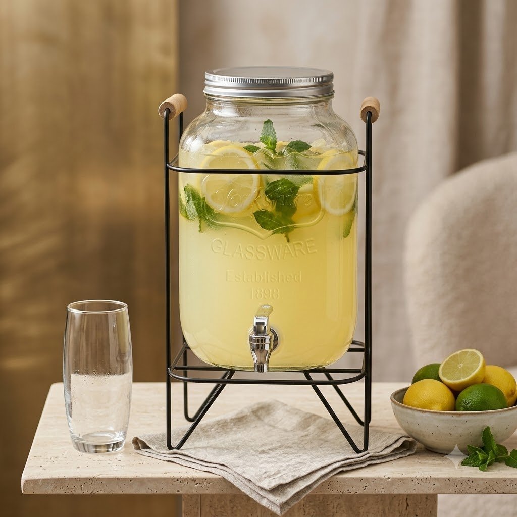 BEVAREGE JAR WITH CORK LID DISPENCER 5LTR   23225