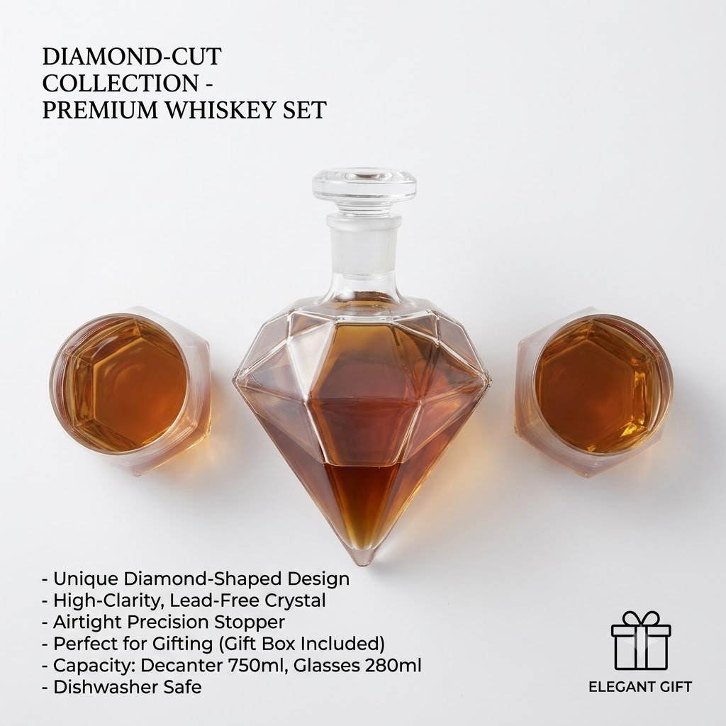 DIAMOND DECANTER WITH GLASS 3 PCS  23289  / XZG-006
