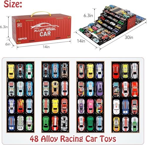 48pcs Pull Back Cars Set,Racing Car Toys,Bulk Trucks Toy Vehicles Set