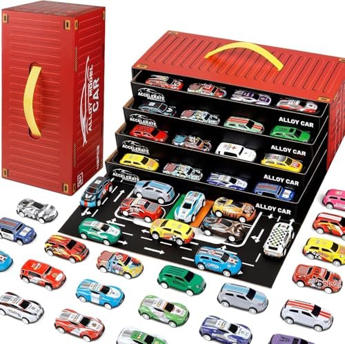 48pcs Pull Back Cars Set,Racing Car Toys,Bulk Trucks Toy Vehicles Set