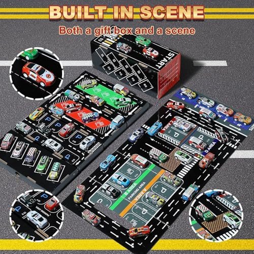 48pcs Pull Back Cars Set,Racing Car Toys,Bulk Trucks Toy Vehicles Set