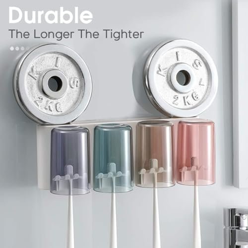 Wall Mounted Tooth Brush Holder for Bathroom with 4 Mouthwash Cups