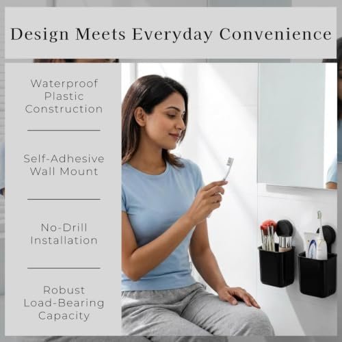 Plastic Toothbrush Holders for Bathroom | Wall Mounted Toothbrush Holder |(2 Toothbrush Holder)