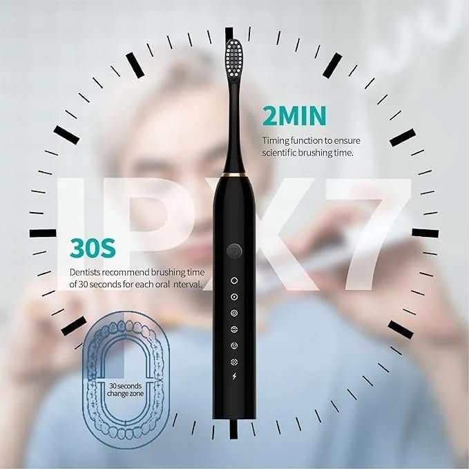 Electric Toothbrush for Adults &amp; Kids | 5 Cleaning Modes | 34000 Strokes/Min | USB Rechargeable | 4 Brush Heads